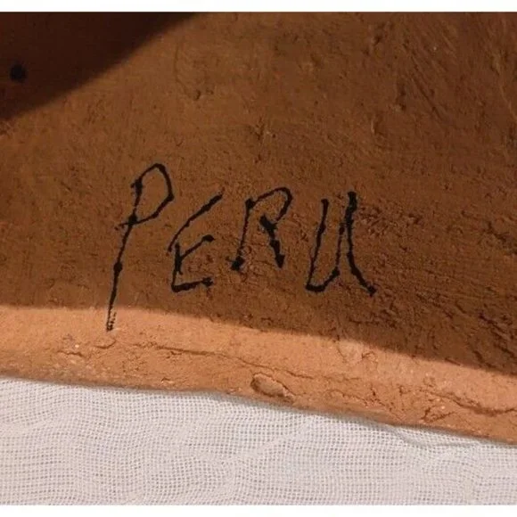 Vtg Pottery Peruvian Clay Folk Art Mary Joseph Baby Jesus Nativity Statue 9" - Picture 3 of 16